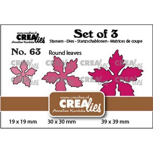 Crealies Crealies Set of 3 no. 63 Kerstster ronde bladeren CLSet63 19x19-30x30-39x39mm