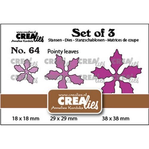 Crealies Crealies Set of 3 no. 64 Kerstster puntige bladeren CLSet64 18 x18-29x29-38x38mm