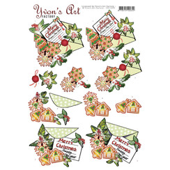 CD11699 - 10 stuks knipvel - Yvons Art - Christmas Mail