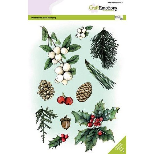 CraftEmotions CraftEmotions clearstamps A5 - Florestiek kerst 1 GB Dimensional stamp