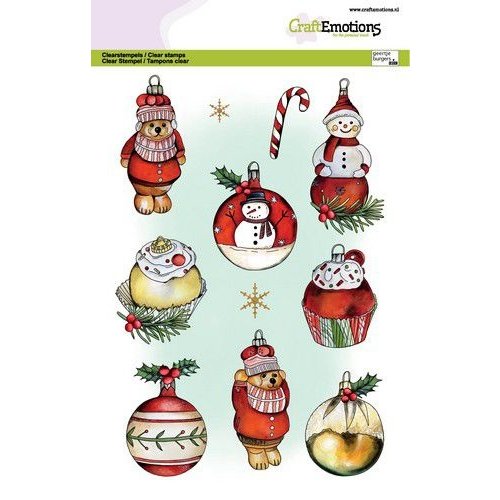 CraftEmotions CraftEmotions clearstamps A5 - Kerstballen sneeuwpop - beer GB Dimensional stamp