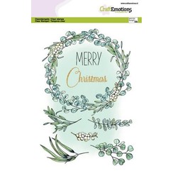 CraftEmotions clearstamps A5 - Eucalyptus krans Merry Christmas GB Dimensional stamp