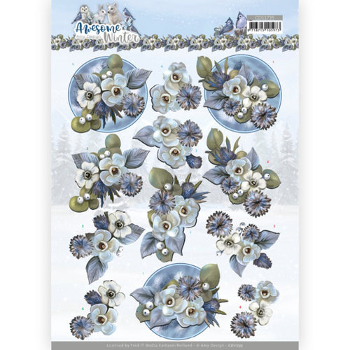 Card Deco CD11735 - 10 stuks knipvel - Amy Design - Awesome Winter - Winter Flowers