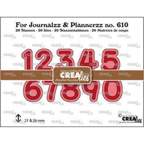 Crealies Crealies Journalzz & Pl Cijfers no. 4 met schaduw CLJP610 21 & 26 mm