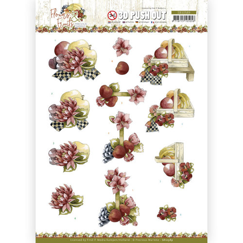 Precious Marieke SB10589 - 3D Push Out - Precious Marieke - Flowers and Fruits - Flowers and Apples