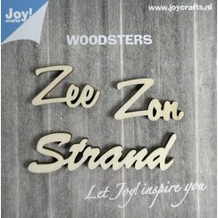 Joy! Crafts Woodsters - Houten woorden - Zee - Zon -Strand 6320/0007 19x70 mm