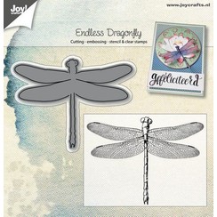 Joy! Crafts Snij- embosstencil + stempel - Endless libell 6004/0025 78x58 mm