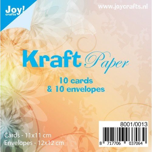 Joy!Crafts Joy! Crafts Kraftkaarten met enveloppen - 12x12 cm 8001/0013 10 st.   kaart 110x110mm/enveloppe 120x120mm