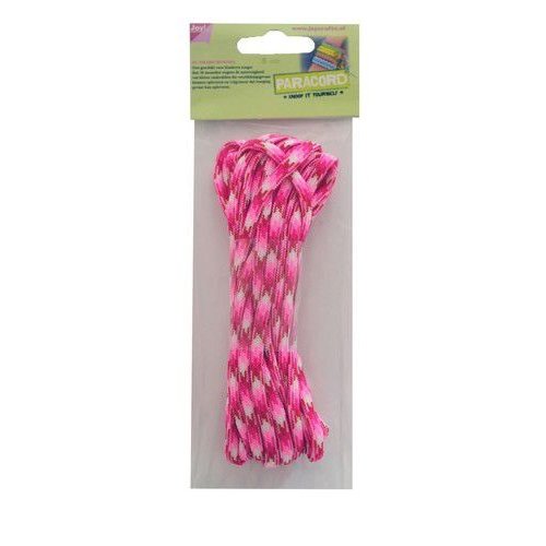 Joy!Crafts Joy! Crafts Paracord rose-fuchsia-wit 5 mtr 7100/0024