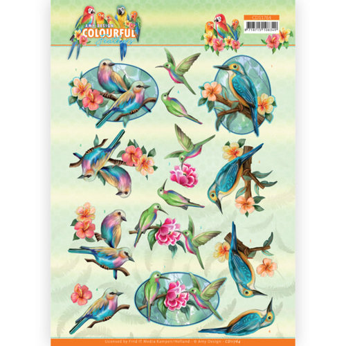 Amy Design CD11764 - 10 stuks knipvel - Amy Design - Colourful Feathers - Hummingbird