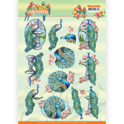 Amy Design CD11765 - 10 stuks knipvel - Amy Design - Colourful Feathers - Peacock