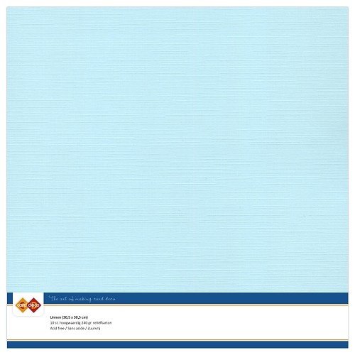 Linnen karton  - 30.5 x 30.5 - Babyblauw - Per 10 vel