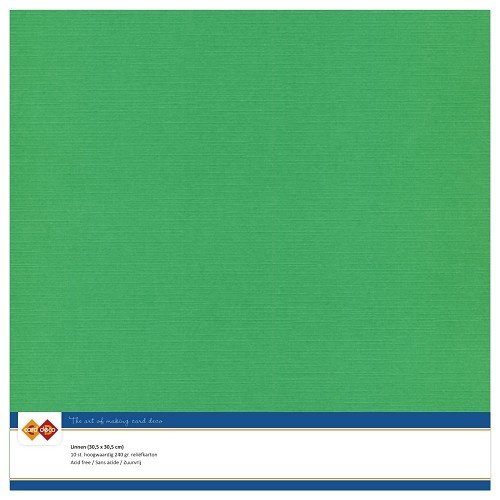 Linnen karton  - 30.5 x 30.5 - Groen - Per 10 vel