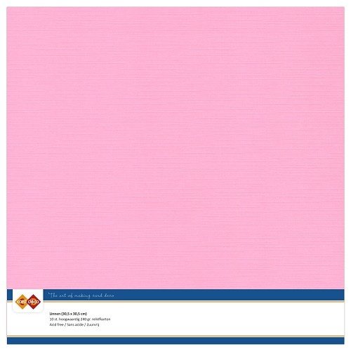 Linnen karton  - 30.5 x 30.5 - Roze - Per 10 vel