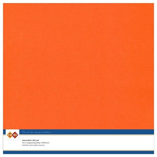 Linnen karton  - 30.5 x 30.5 - Oranje - Per 10 vel