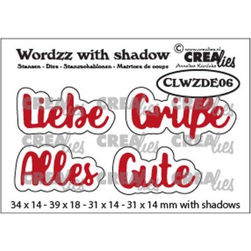 Crealies Crealies Wordzz with Shadow Alles Gute (DE) CLWZDE06 39x18mm