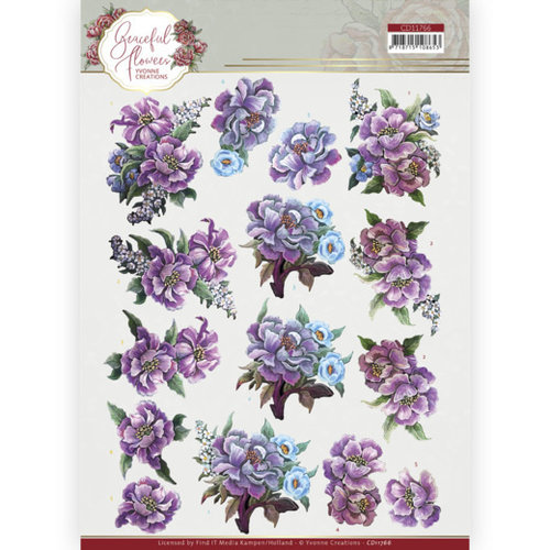 Yvonne Creations CD11766 - 10 stuks knipvel - Yvonne Creations - Graceful Flowers - Purple Flowers Bouquet