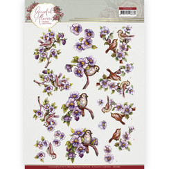 CD11767 - 10 stuks knipvel - Yvonne Creations - Graceful Flowers - Birds and Blackberries