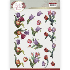 CD11769 - 10 stuks knipvel - Yvonne Creations - Graceful Flowers - Colourful Tulips