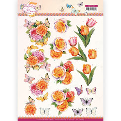 CD11784 - 10 Stuks knipvel - Jeanines Art - Perfect Butterfly Flowers - Orange Rose