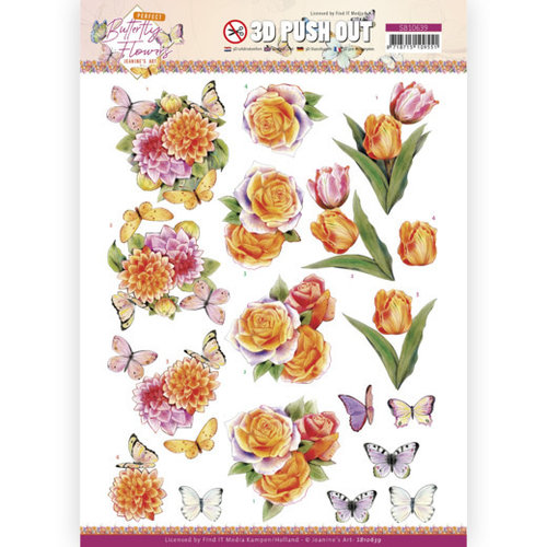 Jeanines Art SB10639 - Uitdrukvel - Jeanines Art - Perfect Butterfly Flowers - Orange Rose