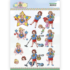 CD11792 - 10 Stuks Knipvel - Yvonne Creations - Bubbly Girls - Sweetheart - Super Girl