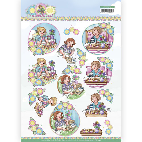 Yvonne Creations CD11790 - 10 Stuks Knipvel - Yvonne Creations - Bubbly Girls - Sweetheart - Breakfast