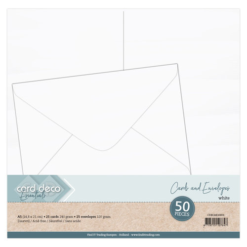 Card Deco CDECAE10001 - A5 Kaarten en enveloppen 50PK White
