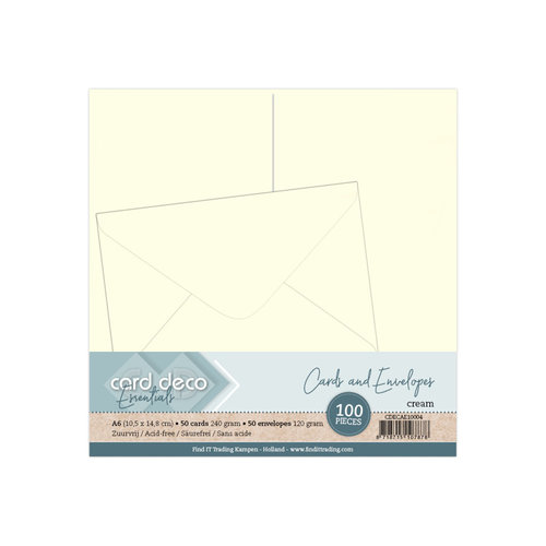 Card Deco CDECAE10004 - A6 Kaarten en enveloppen 100PK Cream