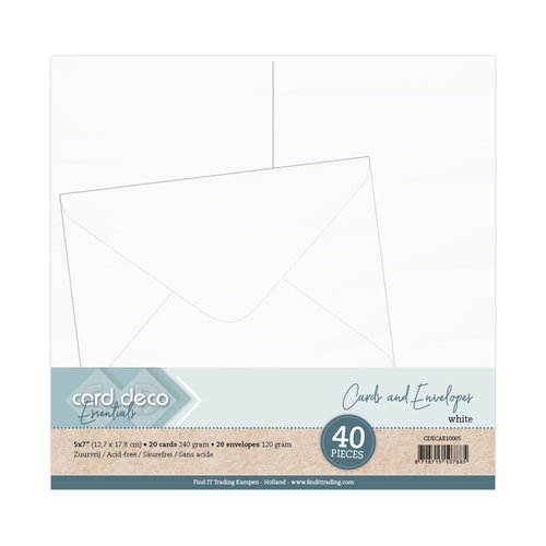 Card Deco CDECAE10005 - 5 x 7 Kaarten en enveloppen 40PK White