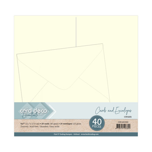 Card Deco CDECAE10006 - 5 x 7 Kaarten en enveloppen 40PK Cream