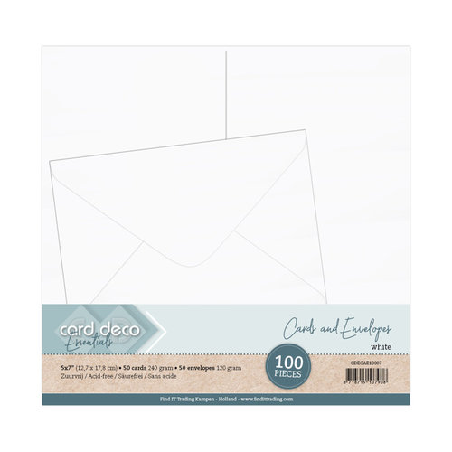 Card Deco CDECAE10007 - 5 x 7 Kaarten en enveloppen 100PK White