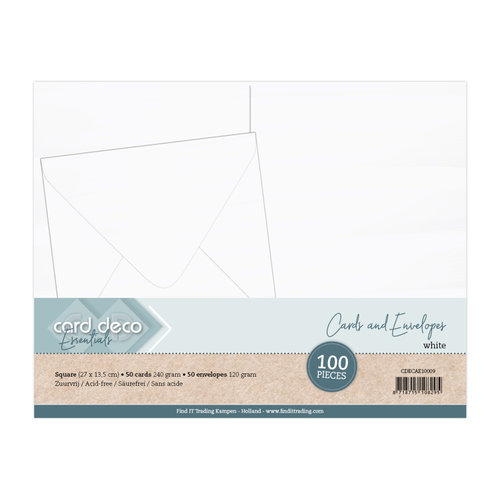 Card Deco CDECAE10009 - Vierkante Kaarten en enveloppen 135x135 100PK White