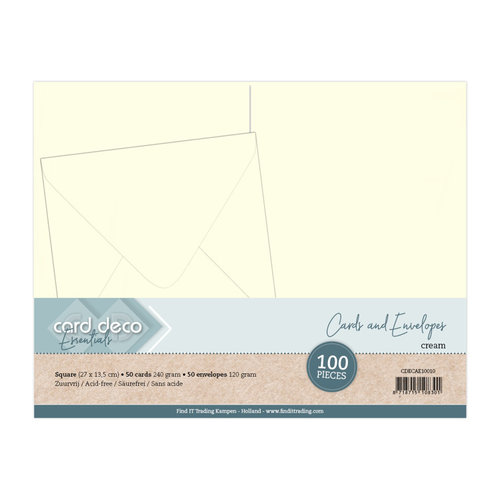 Card Deco CDECAE10010 - Vierkante Kaarten en enveloppen 135x135 100PK Cream