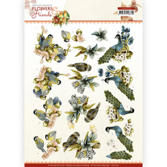 CD11772 - 10 stuks knipvel - Precious Marieke - Flowers and Friends - Blue Flowers