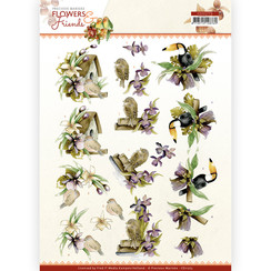 CD11773 - 10 stuks knipvel - Precious Marieke - Flowers and Friends - Purple Flowers