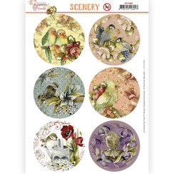 CDS10080 - Scenery - Precious Marieke - Aquarella - Flowers and Friends Round