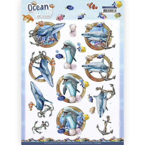 Amy Design CD11809 - 10 stuks knipvel - Amy Design - Ocean Wonders - Shark