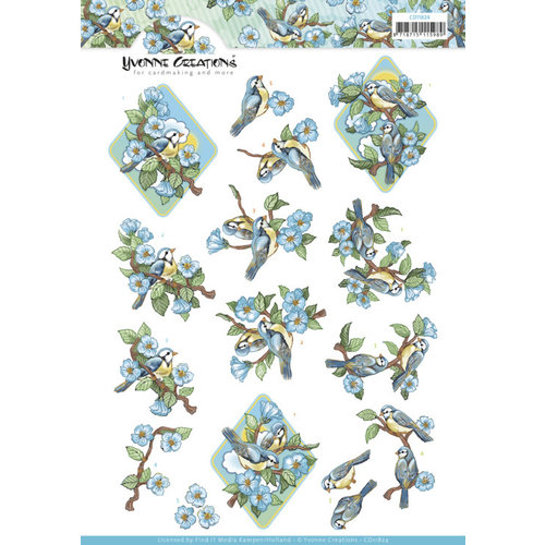 Yvonnes Creations CD11824 - 10 stuks knipvel - Yvonne Creations - Branch with Birds