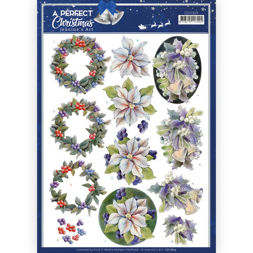 Jeanines Art CD11829 - 10 stuks knipvel - Jeanines Art - A Perfect Christmas - Purple Christmas Flowers