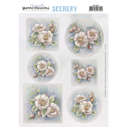 CDS10039 - Scenery - Yvonne Creations Aquarella - Pink Flowers