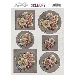 CDS10038 - Scenery - Yvonne Creations Aquarella - Dark Pink Flowers