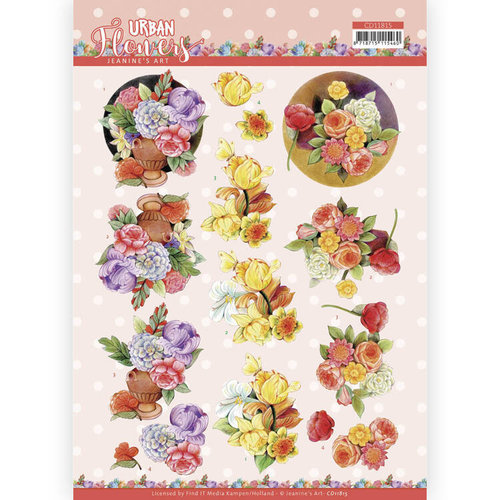 Jeanines Art Urban Flowers Collectie CD11815 - 10 stuks knipvel - Jeanines Art - Urban Flowers - Floral composition