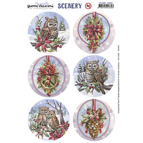 Hobbyjournaal CDS10088 - HJ20801 - Scenery - Yvonne Creations - Aquarella - Christmas Miracle - Owl Round