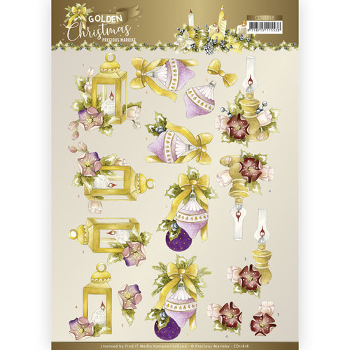 Precious Marieke CD11818 - 10 stuks knipvel - Precious Marieke - Golden Christmas - Christmas Lantern