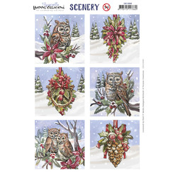 CDS10089 - Scenery - Yvonne Creations - Aquarella - Christmas Miracle - Owl Square