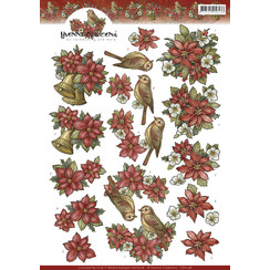 CD11178 - 10 stuks knipvel - Yvonne Creations - Poinsettia Christmas