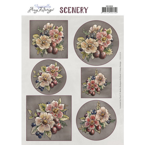 Precious Marieke CDS10038 - Scenery - Yvonne Creations Aquarella - Dark Pink Flowers
