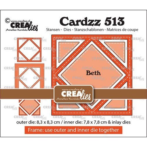 Crealies Crealies Cardzz Frame & Inlay Beth diamant CLCZ513 8,3x8,3 - 7,8x7,8cm + inlay dies