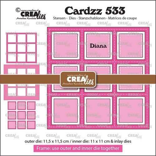 Crealies Crealies Cardzz Frame & Inlay Diana 9x vierkant CLCZ533 11,5x11,5 - 11x11cm + inlay dies